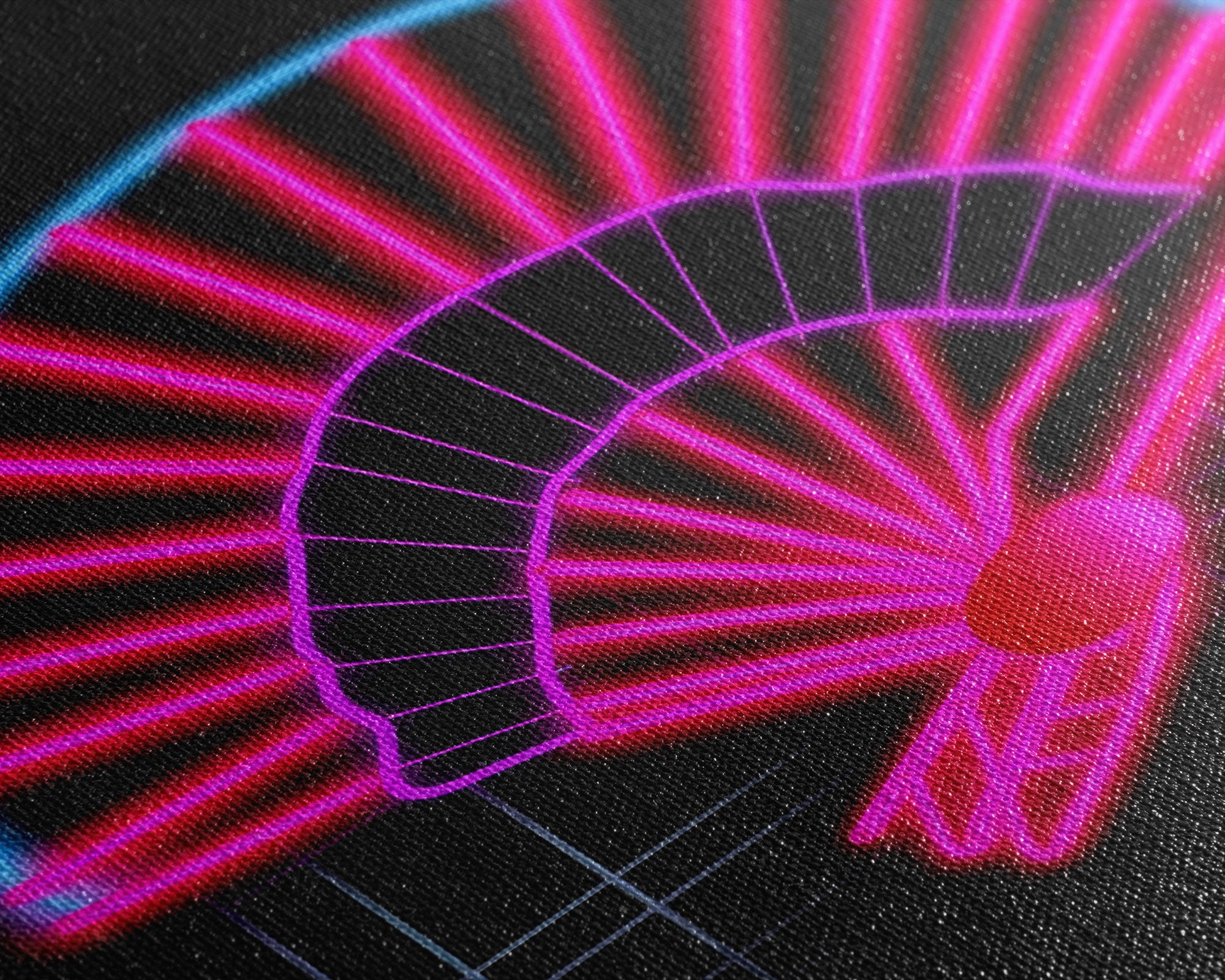 Neon Lights Folding Fan Wall Art, Line Art Print, Pink, Glowing Art, Minimalist Print, Wall Decor, Canvas Print, Wall Art, Framed Canvas