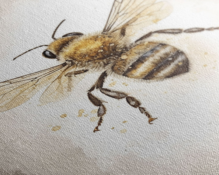 Honey Bee Wall Art, Insect Wall Decor, Nature Art, Bee Painting, Minimalist Wall Art, Wall Decor, Canvas Print, Wall Art, Framed Canvas Art