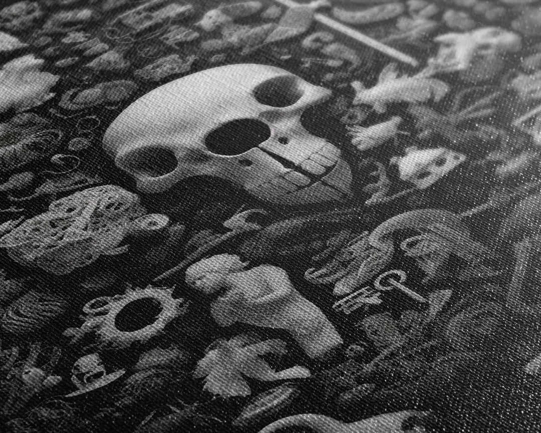 Collection of Trinkets Wall Art, Weird Wall Art, Black And White, Minimalist Print, Wall Decor, Canvas Print, Wall Art, Framed Canvas