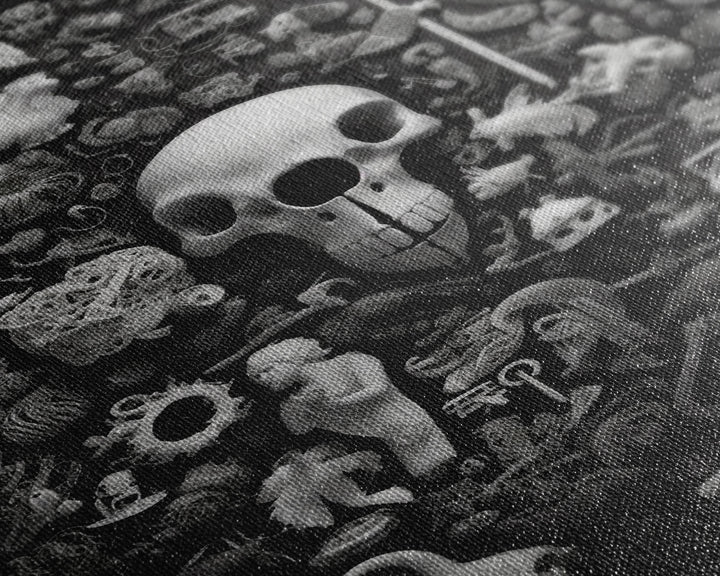 Collection of Trinkets Wall Art, Weird Wall Art, Black And White, Minimalist Print, Wall Decor, Canvas Print, Wall Art, Framed Canvas