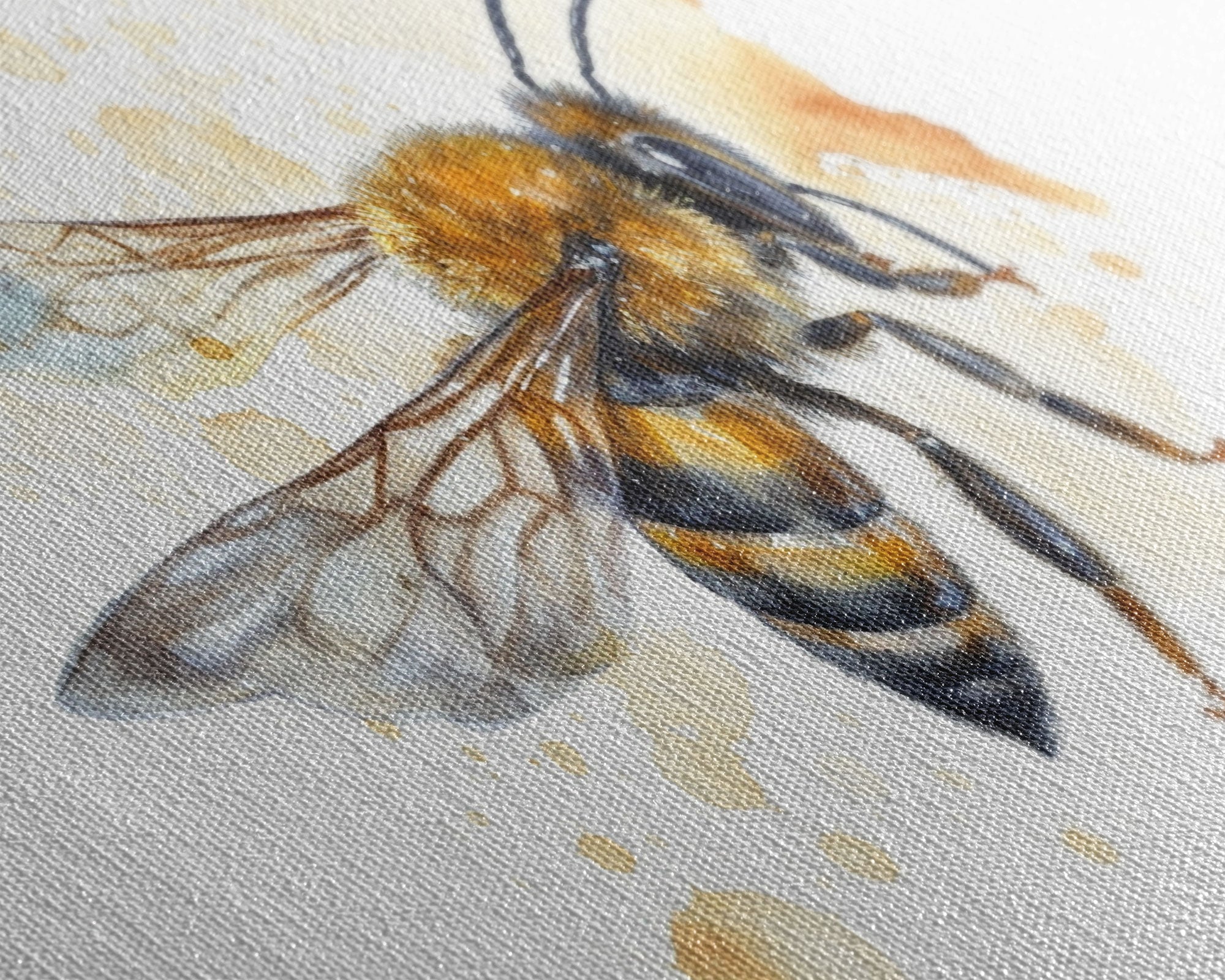 Honey Bee Wall Art, Insect Art, Nature Wall Art, Minimalist Art, Panoramic Wall Decor, Canvas Print, Wall Art, Framed Canvas Art
