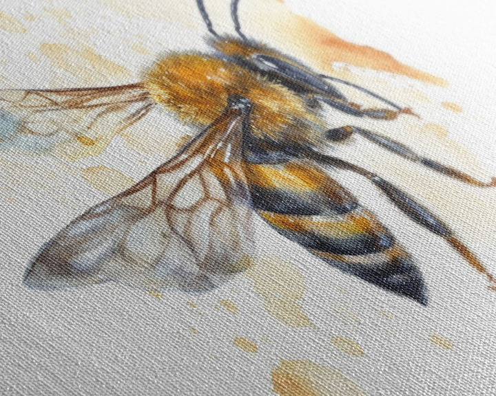 Honey Bee Wall Art, Insect Art, Nature Wall Art, Minimalist Art, Panoramic Wall Decor, Canvas Print, Wall Art, Framed Canvas Art
