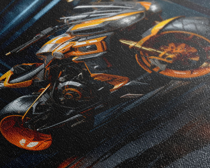Futuristic Cyberpunk Motorcycle Concept Art, Sport Bike Canvas Print