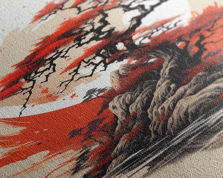 Japanese Wall Art, Japanese Maple Tree, Framed Canvas Print, Japanese Art, Japanese Hanging Wall Art