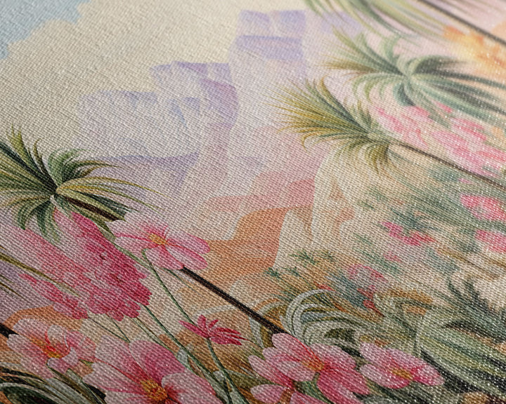 Flower Wall Art, Desert Landscape Wall Art, Mountain Art, Palm Trees Art, Tropical Art, Panoramic Art, Wall Art, Canvas Art, Landscape Art