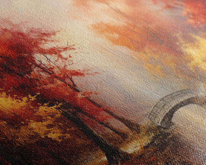 Fall Centerpiece, Beautiful Forest In Early Autumn, Landscape Framed Canvas Print Painting, Wall Art, Wall Decor, Autumn Decor, Farmhouse