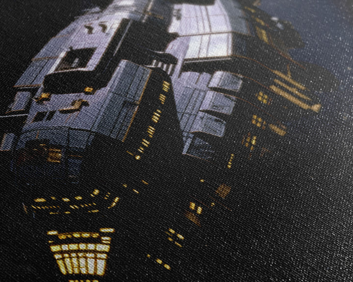 The Frigate, Cool Scifi Wall Art, Scifi Art, Framed Canvas Print, Gull Wing Space Ship, Unique Art, Alien Wall Art