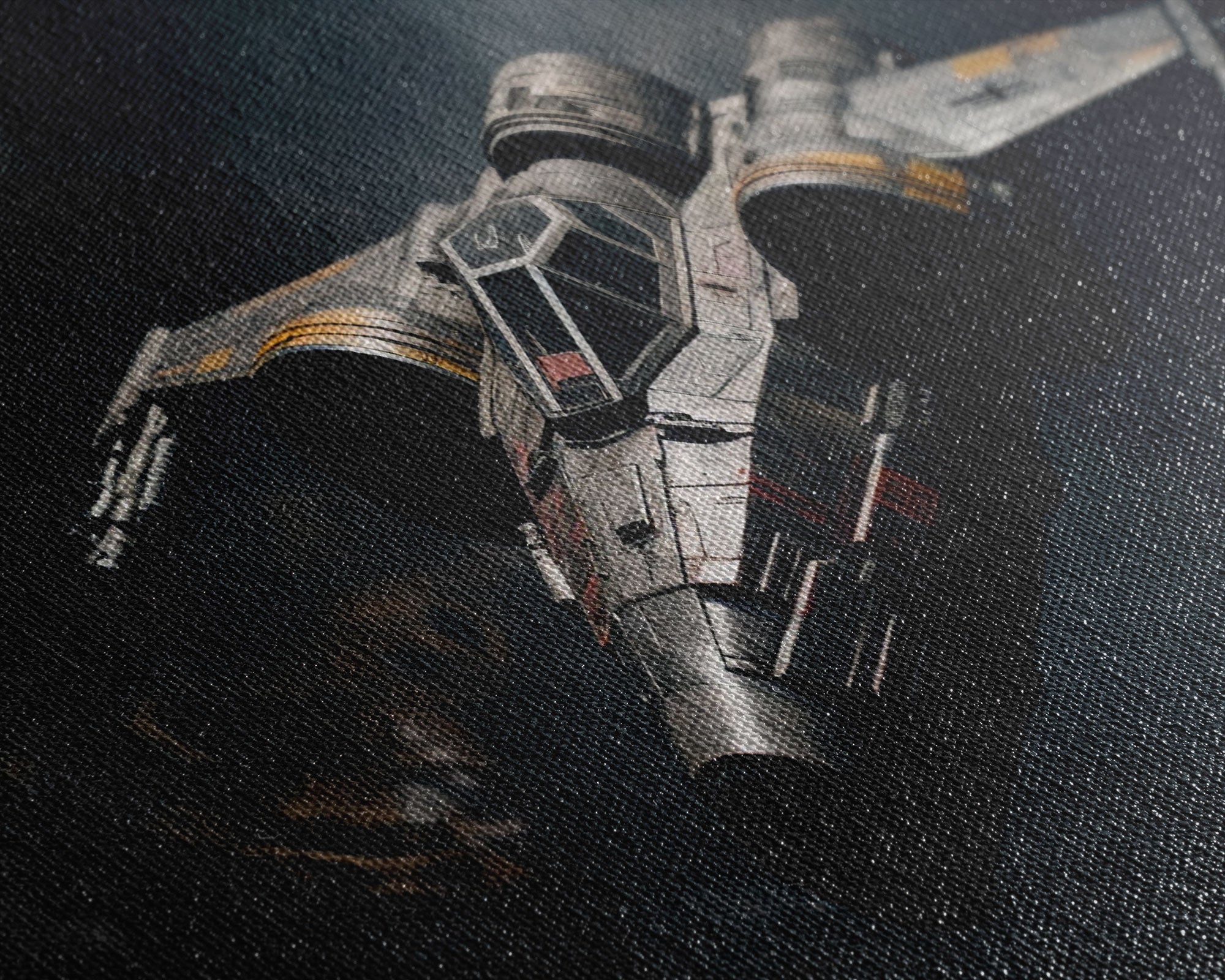 The Star Fighter, Cool Scifi Wall Art, Scifi Art, Framed Canvas Print, Gull Wing Space Ship, Unique Art, Alien Wall Art, Space Ship Art