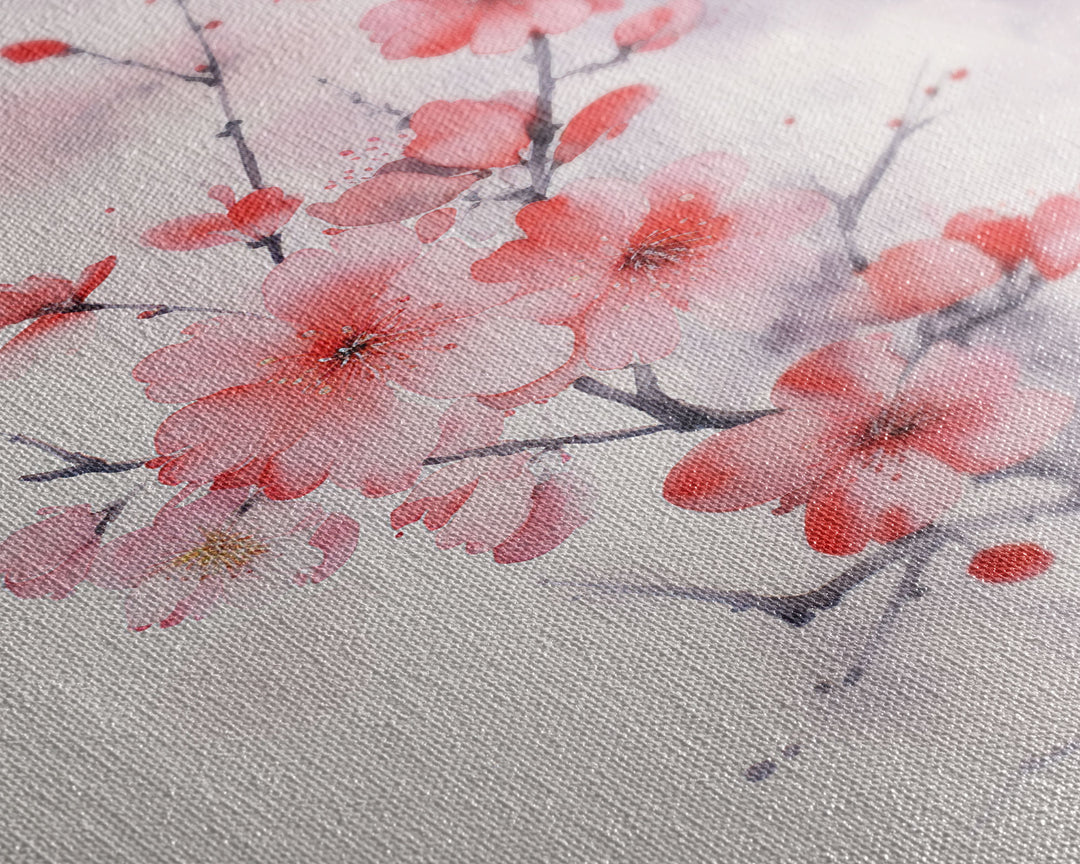 Cherry Blossom, Japanese Wall Art, Floral Wall Print, Nature Art, Canvas Print, Wall Art, Vertical Art, Modern Home Decor, Gift For The Home