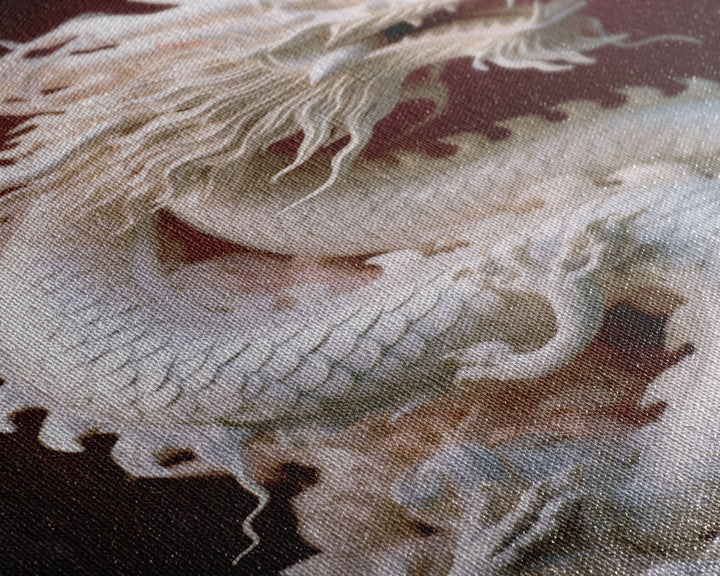 Dragon Art, Sculpture Wall Art, Asian Decor, Canvas Print, Wall Art, Vertical Print, Gift For Couples, Dorm Room Art, Living Room Prints