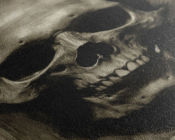 Charcoal Drawing, Gothic Art Print, Human Skull Decor, Canvas Print, Wall Art, Vertical Art, Entryway Prints, Wall Hanging, Birthday Gift