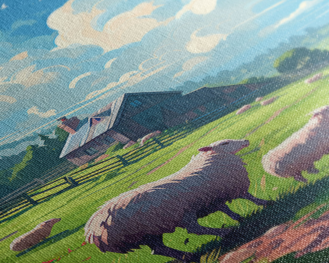 Sheep Wall Art, Animal Wall Art, Farm Print, Barn Decor, Canvas Print, Wall Art, Vertical Art, Farmhouse Wall Decor, Summer Wall Print