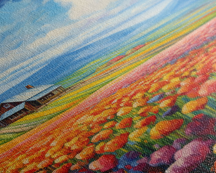 Flower Farm Wall Art, Tulip Field, Countryside Wall Print, Canvas Print, Wall Art, Vertical Art, Gifts For Grandma, Tiny House Decor