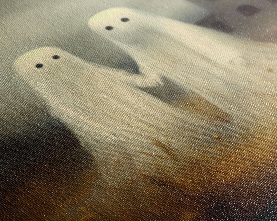 Country Ghosts Art Print, Halloween Art Print, Halloween Decor, Cute Ghosts in Field, Spooky Vintage Halloween, Wall Art, Framed Canvas