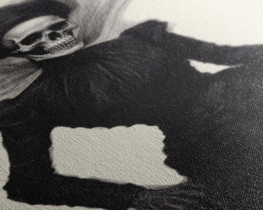Halloween Skull Charcoal Sketch Canvas Print, Halloween Wall Art, Macabre Painting, Death Mask