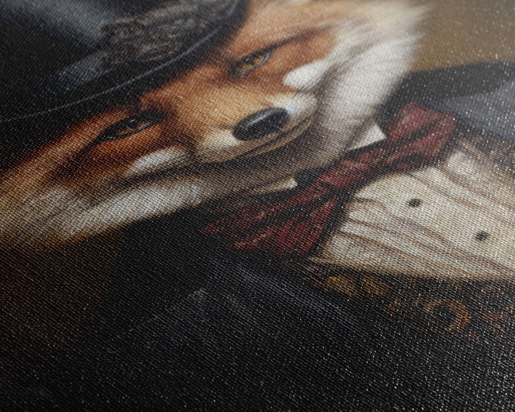The Dapper Gentleman Business Fox, Framed Canvas or Canvas Print, Halloween Decor, Dark Academia, Funny Halloween Decorations