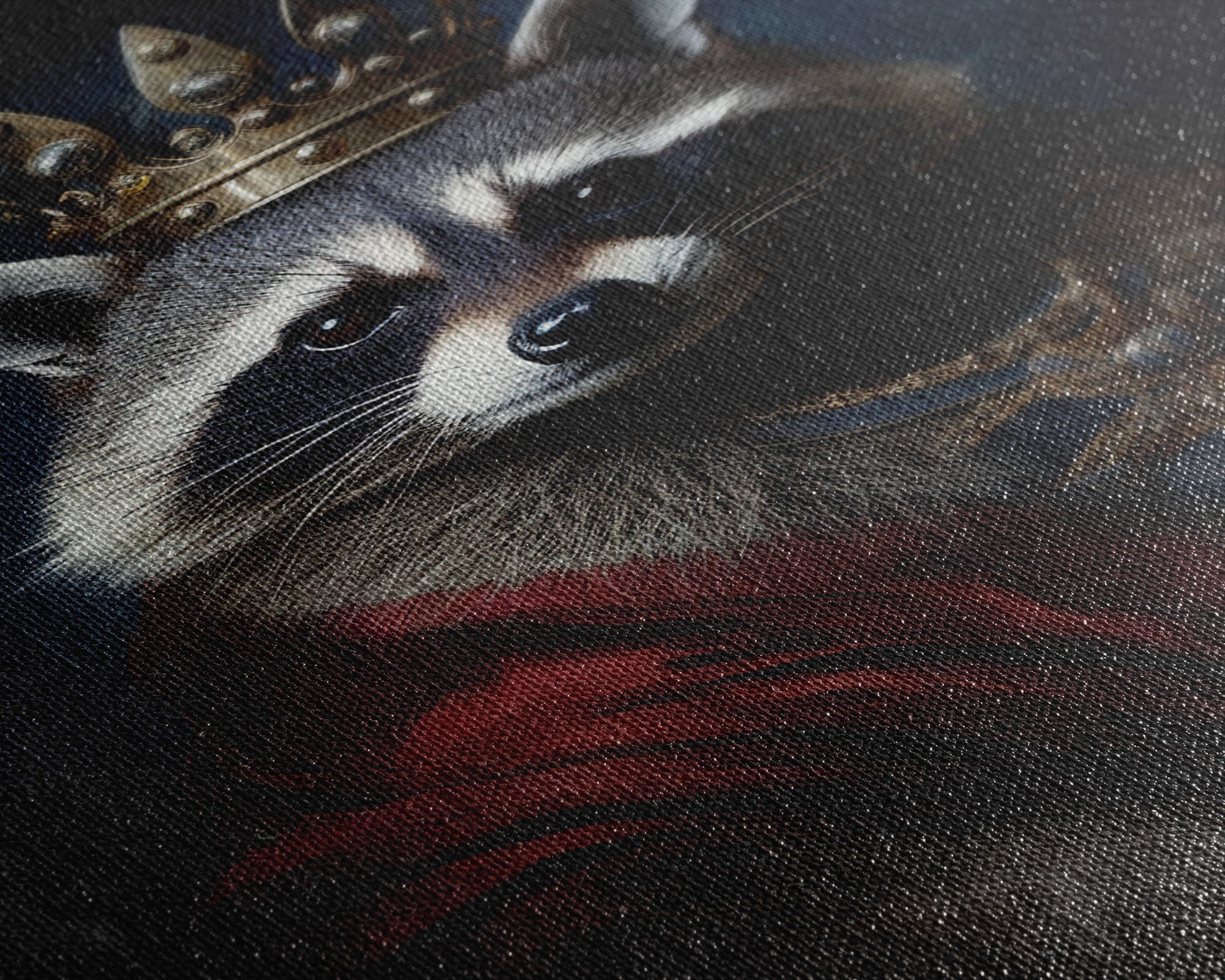 The King Of The Racoons, Framed Canvas Print Or Canvas, Victorian Animal Print Oil Painting, Funny Halloween Decor
