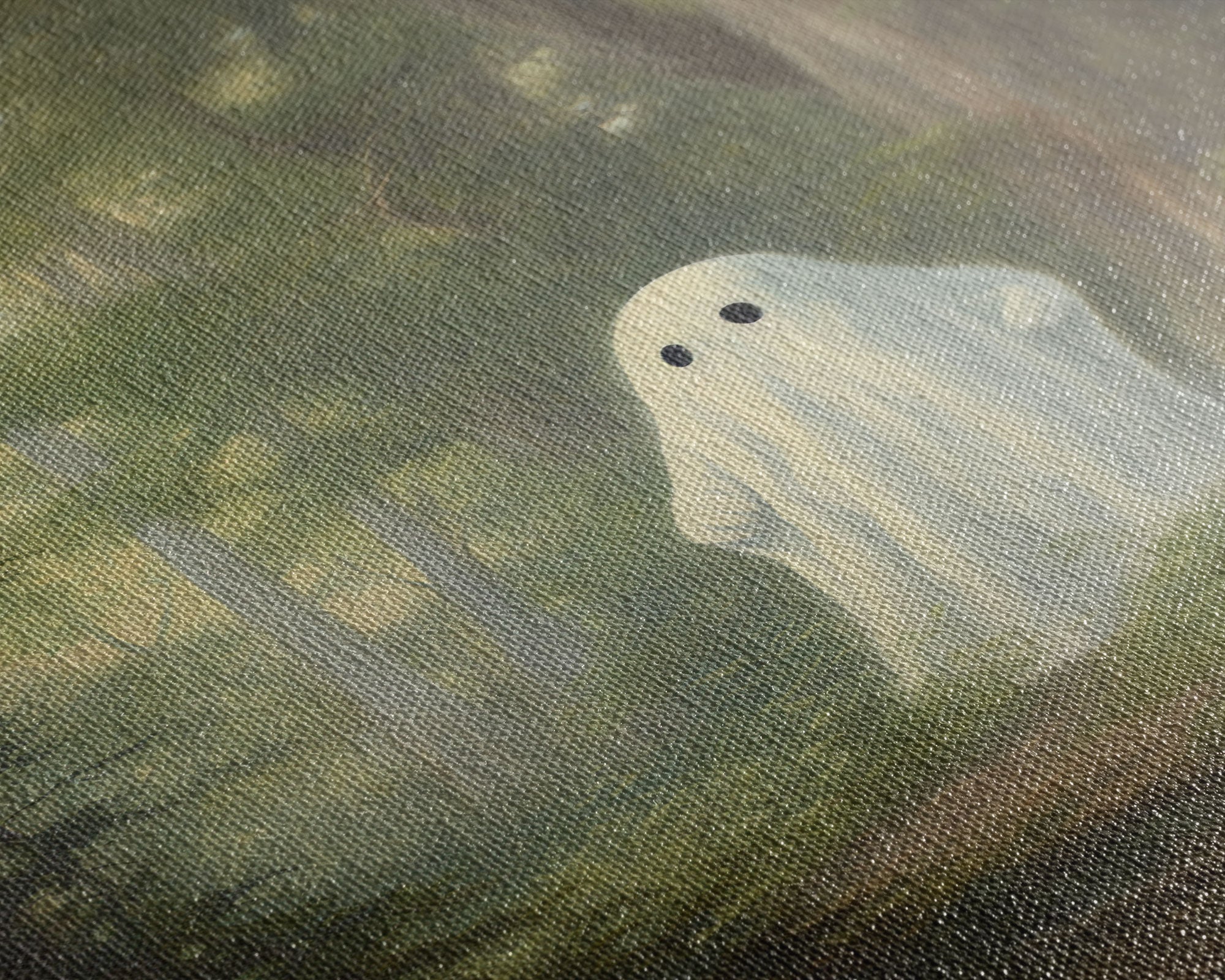 Cute Little Ghost In The Forest, Gothic Victorian Haunted Art, Dark Academia, Framed Canvas or Canvas Art, Cool Wall Art, Halloween Decor