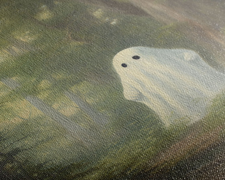 Cute Little Ghost In The Forest, Gothic Victorian Haunted Art, Dark Academia, Framed Canvas or Canvas Art, Cool Wall Art, Halloween Decor