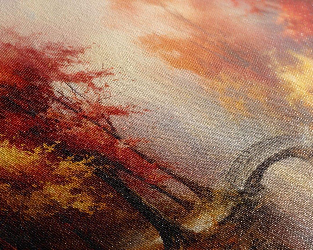 Fall Decor, 3 Piece Wall Art Set, Autumn Forest Oil Painting Canvas Prints, Fall Decorations, Halloween Art, Fall Forest Landscape Painting