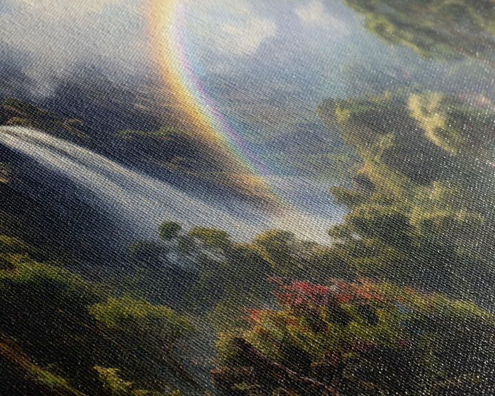 Tropical Rainbow Art, 3 Piece Framed Canvas Prints, Hawaii Art, Hawaiian Waterfall Painting, Original Landscape Painting, Maui Art