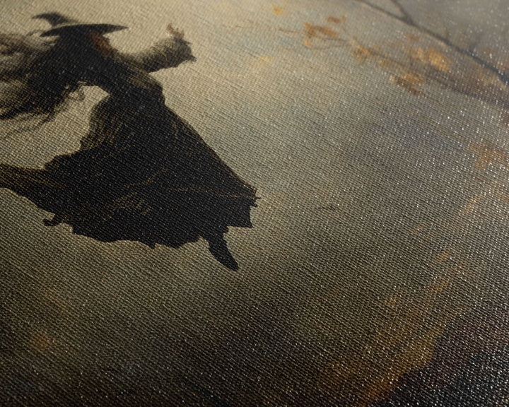 The Flying Witch, Framed Canvas Print, Halloween Wall Art, Horror Prints, Halloween Decoration