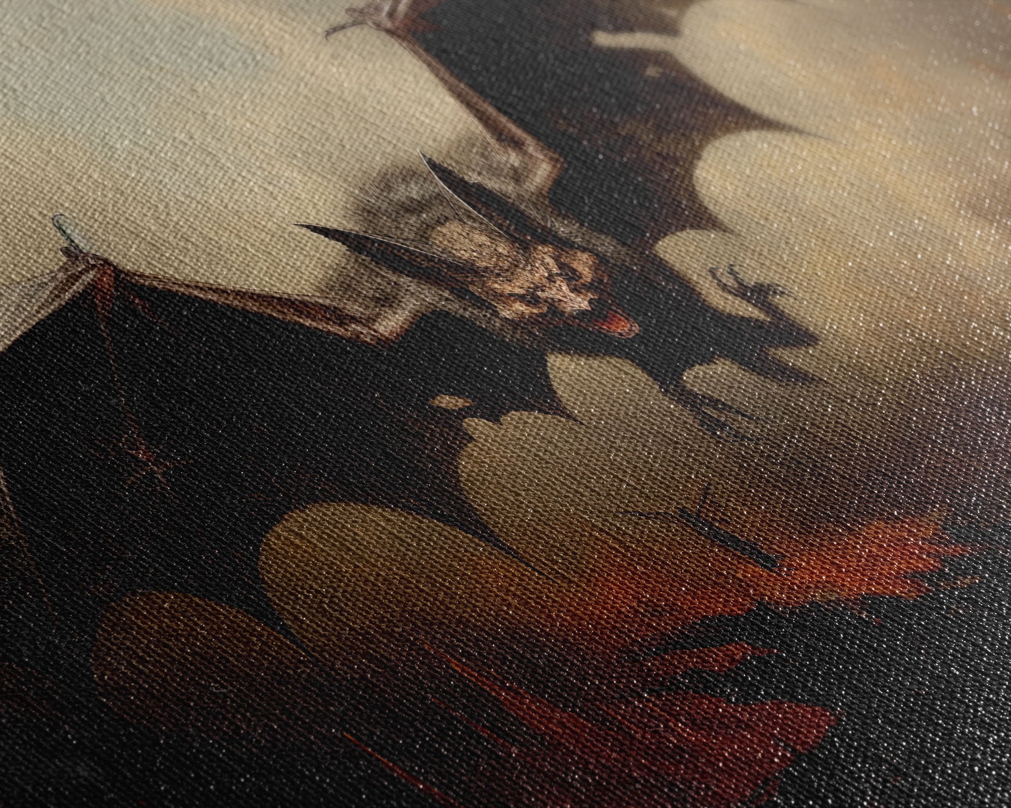 Vampire Bat Painting, Vintage Poster, Framed Canvas Print, Art Poster Print, Dark Academia, Dracula, Halloween Decor, Halloween Art Print