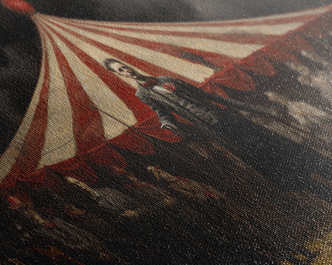 The Cursed Circus, Unique Halloween Art, Framed Canvas Print, Halloween Poster Art, Horror Prints, Victorian Oil Painting, Halloween Decor