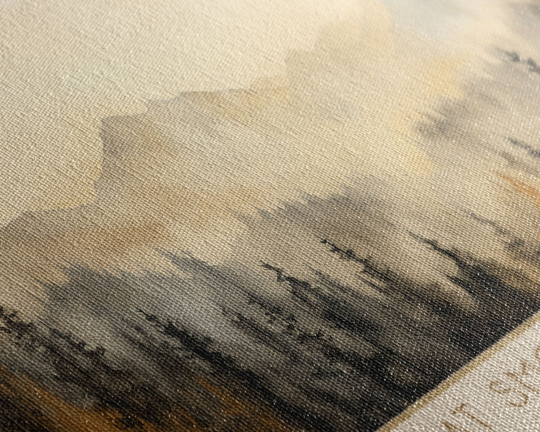 Great Smoky Mountains National Park Panoramic Travel Art, National Park Print, Minimalist Travel Art, Subdued Watercolor Painting Panoramic