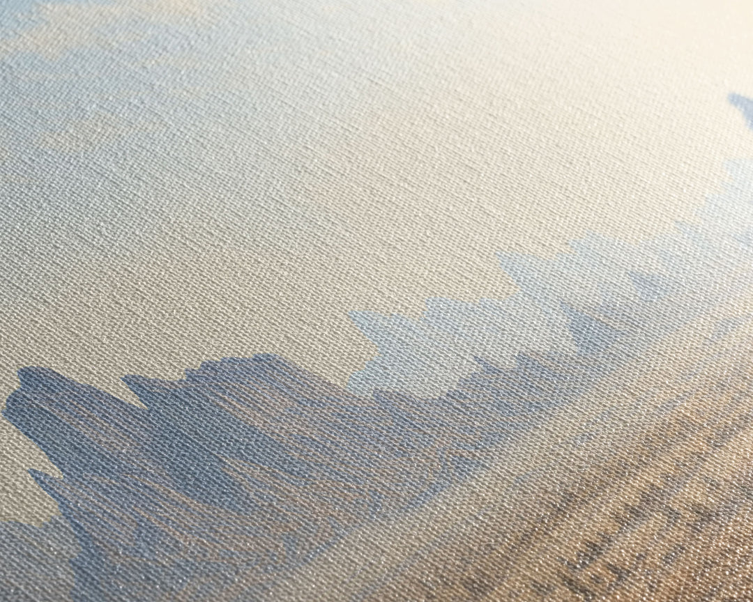 Ultrawide Panoramic Watercolor Painting of Big Bend National Park, Framed Canvas Print, Boho Southwestern Decor Wall Art