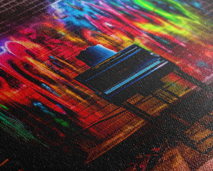 Limited Edition Graffiti Covered Piano Street Art Framed Canvas Print, Premium Graffiti Street Art Wall Decor, Extra Large Wall Art