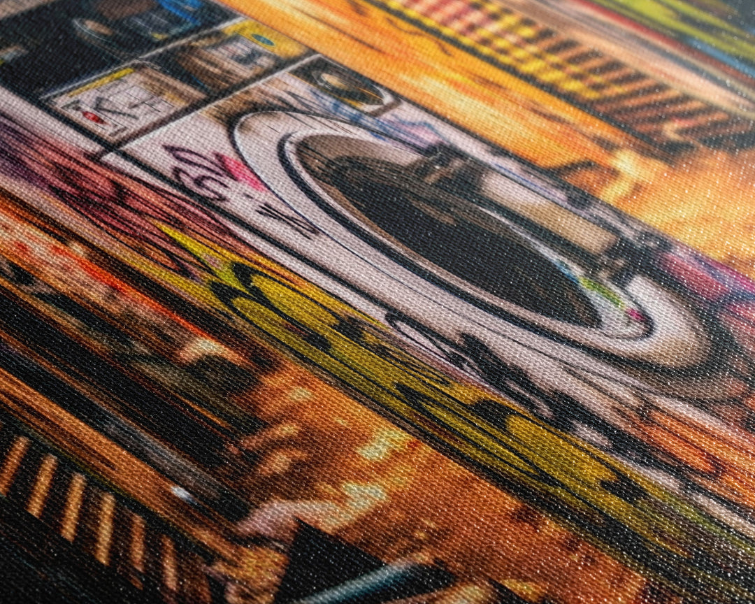 Graffiti Punk Wall Art, Street Art, Framed Canvas Print, Urban Decay Washing Machine, Limited Edition, High Quality Art, Game Room Art