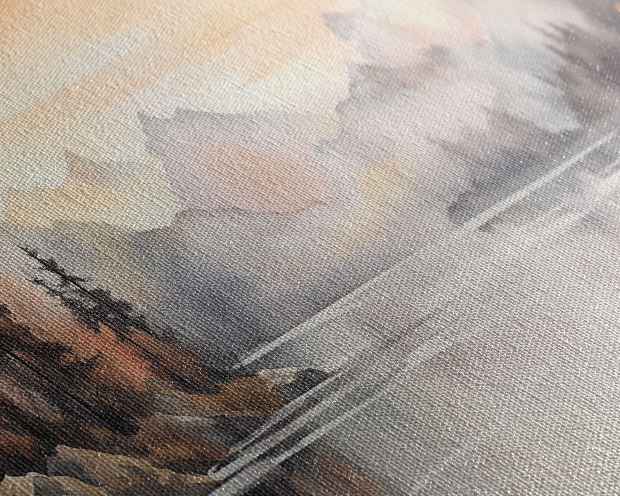 Fall Wall Art, Watercolor Landscape Painting Framed Canvas Print, Landscape Painting, Oil Painting, Vintage Landscap, Fall Landscape