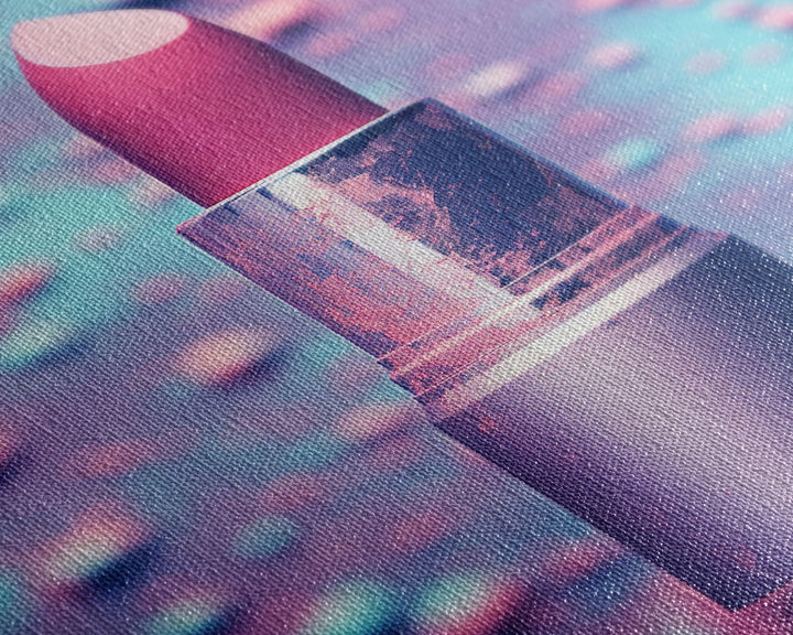 Red Lipstick Wall Art, Framed Canvas Print, Liminal Spaces, Vaporwave Aesthetic Wall Art, Girl Room Decor, Girl's Dorm Room