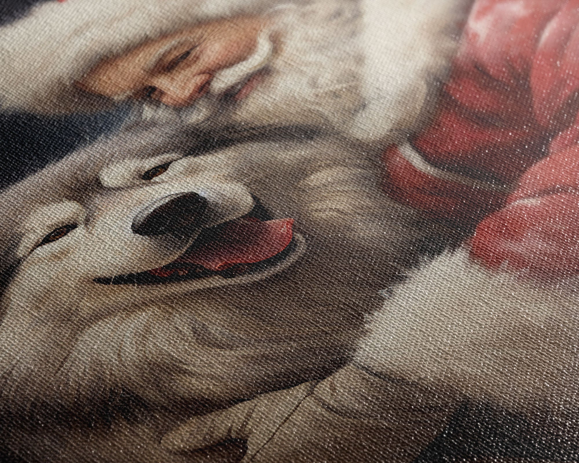 Santa Claus and his Alaskan Malamute, Christmas Wall Art, Dog Gift, Christmas Dog, Winter Wall Art, Santa Decor, Santa Art Print