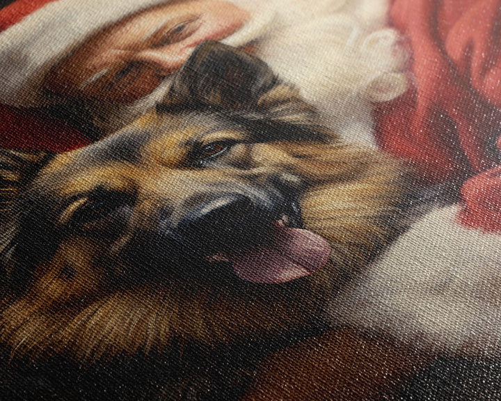 Santa Claus And His German Shepherd, Christmas Wall Art, Dog Gift, Christmas Dog, Winter Wall Art, Santa Decor, Santa Art Print, Cute Dog