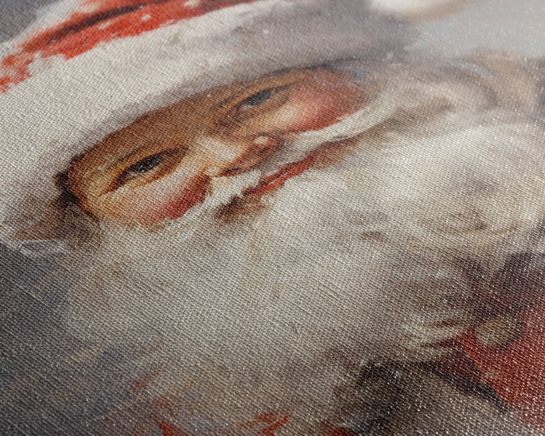 Santa Painting, Santa Print, Framed Canvas Print, Christmas Decor, Portrait of Santa, Farmhouse Christmas, Minimalist Christmas Art