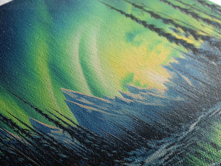 Aurora Borealis, Framed Canvas Print, Beautiful Alaskan Winter Landscape Painting, Moody Art, Unique Wall Art