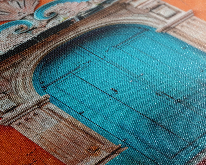 Change1 Mexican Wall Art, Colorful Mexican Door Architecture Painting Framed Canvas Print, Traditional Hacienda Architecture, Ready To Hang