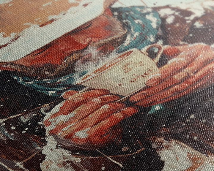 Cowboy Riding Horse in Winter Forest Framed Canvas Print - Moody Winter Landscape Art Perfect 2024 Christmas Home Decor