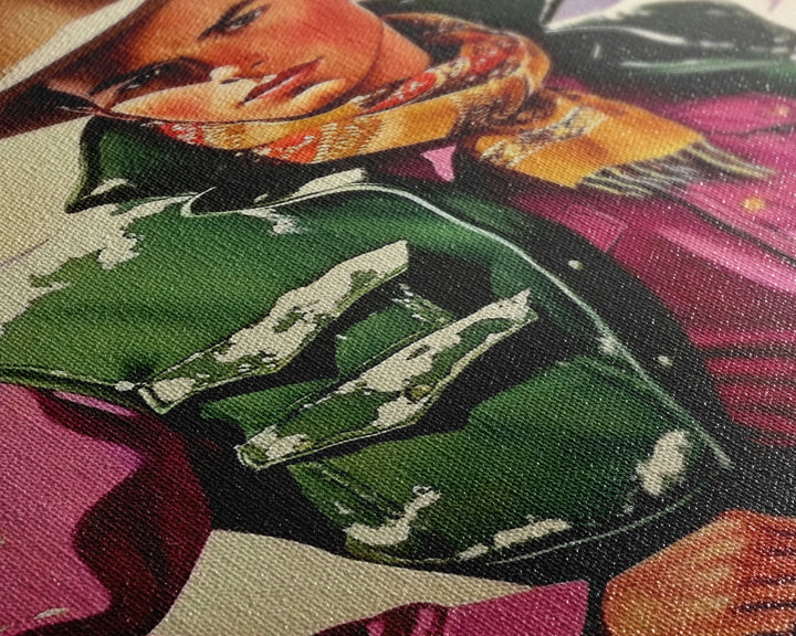 Retro Cowboy in Snowy Mountain Canvas Print, Winter Wall Art, Holiday Decor, Vintage Christmas Art, Rustic Wall Decor, Framed Canvas Print