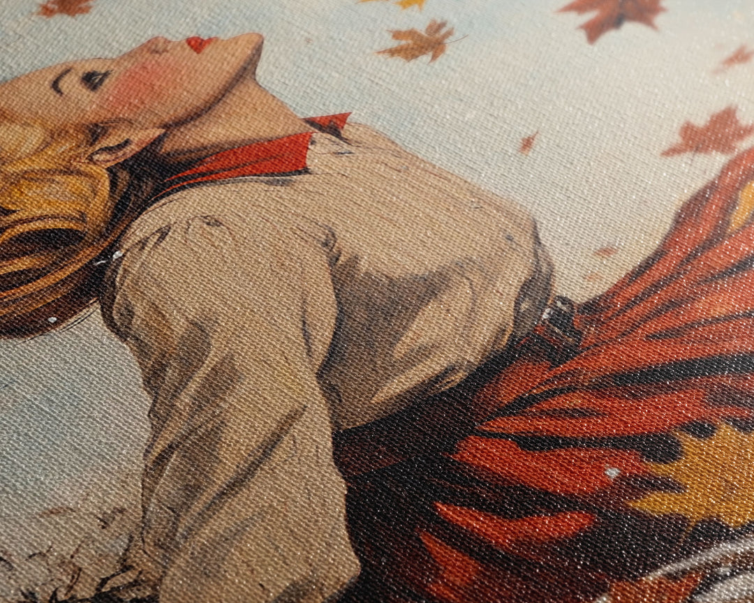 Retro Cowgirl with Snowy Background Canvas Print, Winter Wonderland Art, Christmas Wall Art, Seasonal Holiday Decor, Vintage Christmas Print