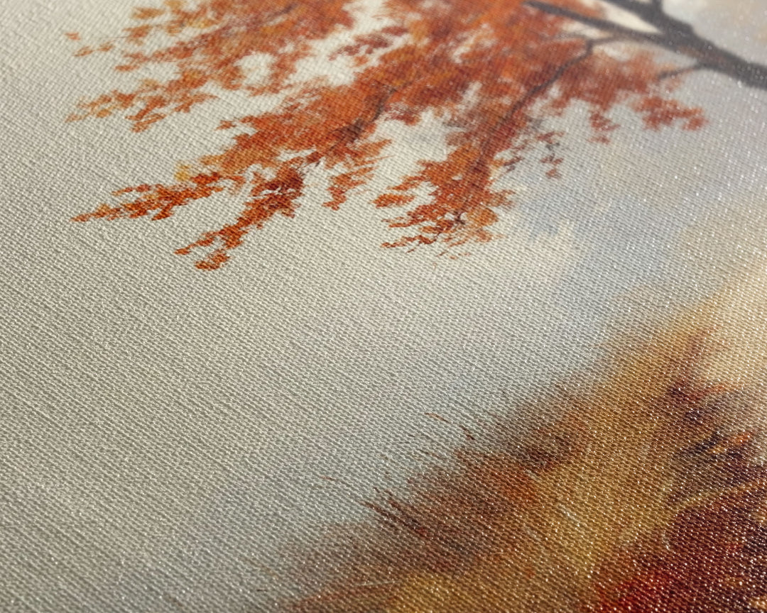 Framed Canvas Print of a Cozy Autumn Path with Trees and Fall Leaves, Rustic Country Decor, Moody Landscape Art, Best Gift Idea, Fall Decor