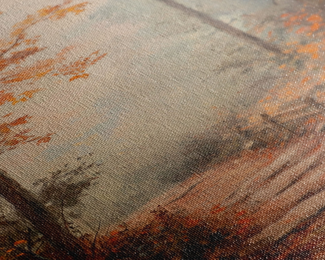 Framed Canvas Print of a Fall Path with Fence and Trees, Autumn Wall Art, Rustic Country Decor, Best Gift Idea, Modern Farmhouse Fall Decor