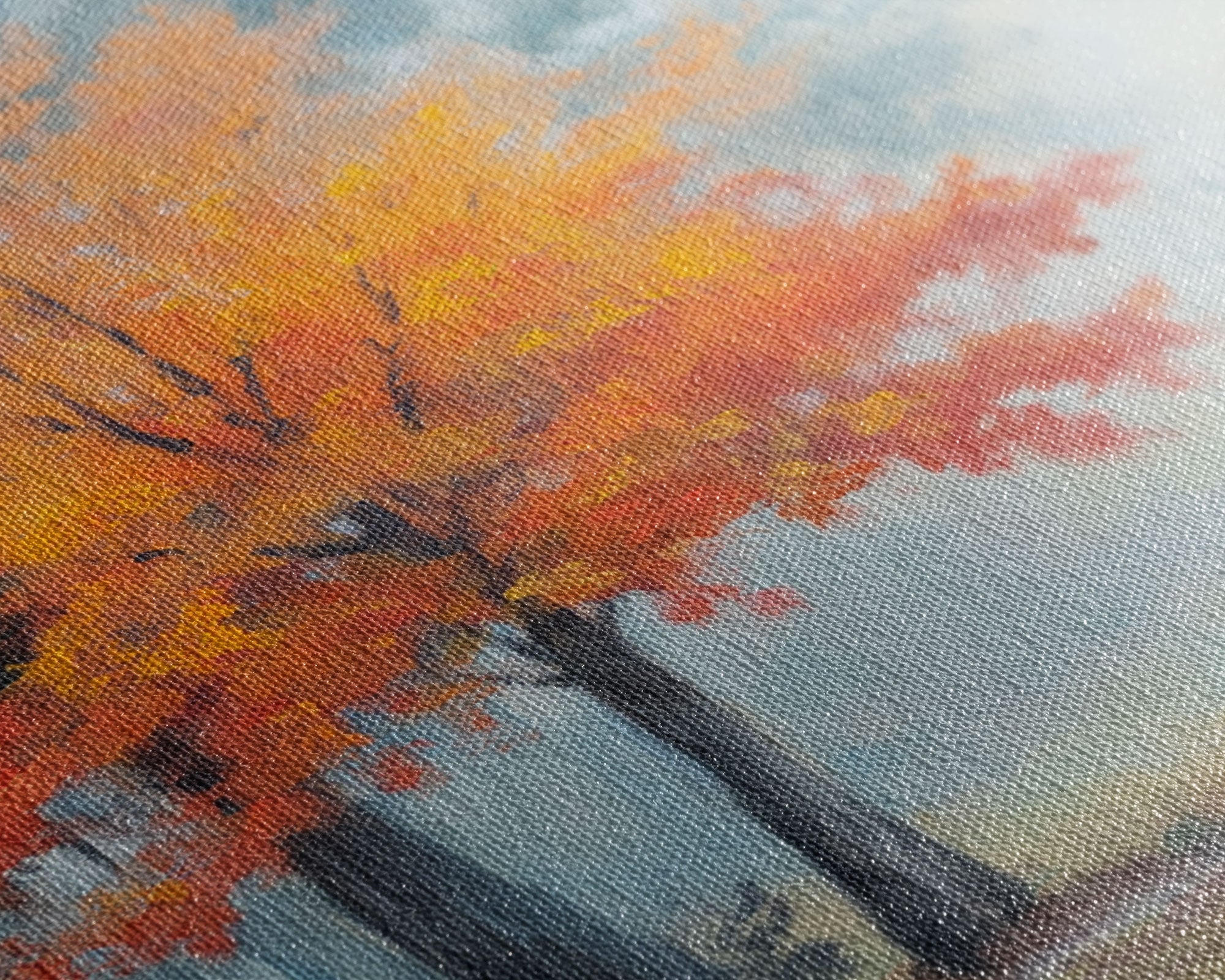 Canvas Print of Vibrant Autumn Tree in Misty Background, Seasonal Wall Art, Fall Decor, Best Gift Idea, Modern Farmhouse Landscape Art