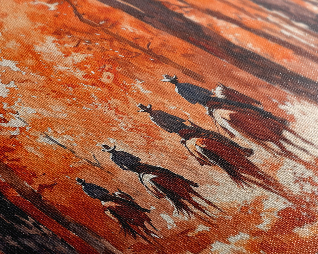 Framed Canvas Print Fall Forest Riders in Autumn Colors, Rustic Cowboy Wall Art, Perfect Fall Decor and Seasonal Home Art