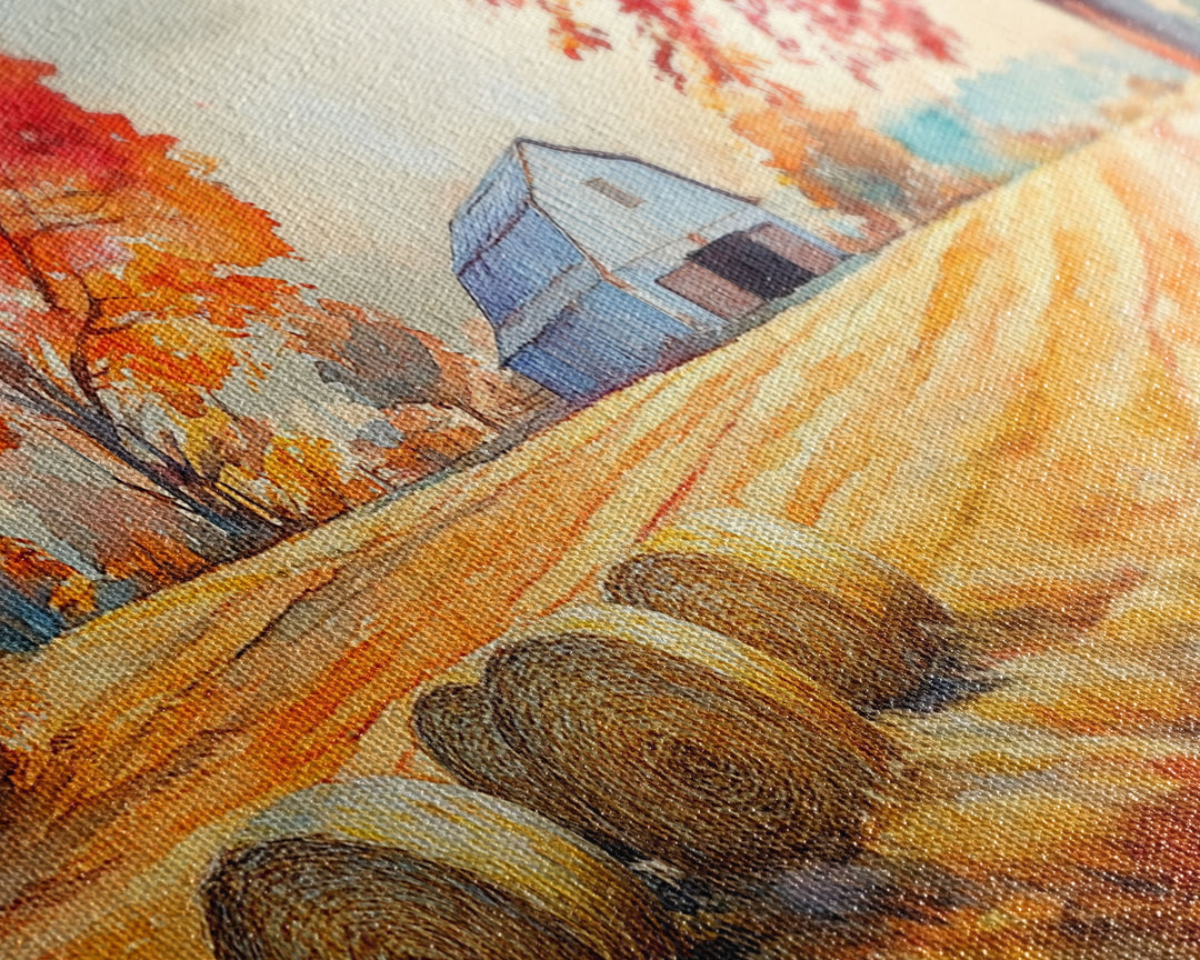 Rustic Autumn Farmhouse Scene Framed Canvas Print Fall Country Landscape with Barn Seasonal Wall Art Farmhouse Decor Holiday Gift 2024