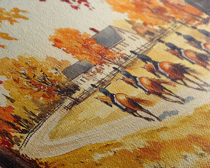 Fall farmhouse wall art Framed Canvas Print equestrian scene autumn country decor cozy farmhouse holiday decor above sofa art gift idea