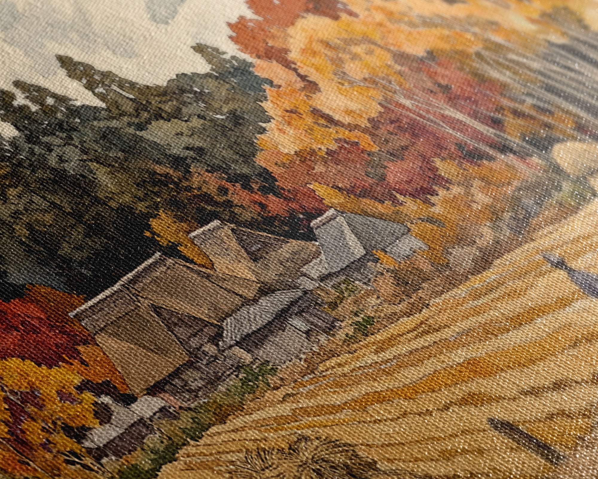 Harvest in Autumn Glory - holiday decor, rustic Christmas decor, country Christmas decor, Christmas scene art, seasonal wall art