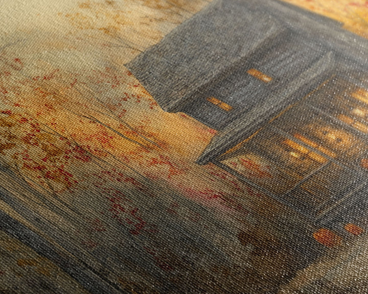 Spooky farmhouse art, Halloween wall art, autumn pumpkin decor, rustic wall print, moody landscape, vintage fall art, framed canvas print